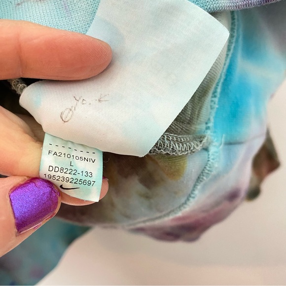 Nike Tie Dye Hoodie Sweatshirt Mens Size Large Unisex Pullover Hand Painted Blue - Picture 14 of 16